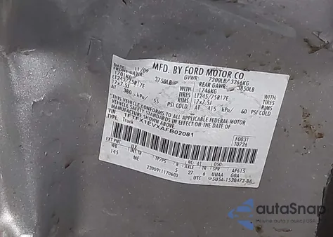 2010 Ford F-150 Fx4/Lariat/Xl/Xlt z USA, uszkodzony, nr VIN 1FTFX1EVXAFB02081